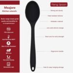 2 Pcs Silicone Spoons for Cooking Heat Resistant, Hygienic Design Cooking Utensi Mixing Spoons for Kitchen Cooking Baking Stirring Mixing Tools (Black) - Image 3