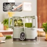Babymoov Duo Meal Glass Baby Food Maker, Celadon Green – 4-in-1 Steamer, Blender, Defroster, and Heater with Programmable Timer, Large Capacity, Glass Bowls, Dishwasher Safe - Image 5