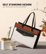 LOVEVOOK Laptop Bag for Women, 15.6'' Laptop Tote Purse 2-in-1 Professional Work Bag Business Briefcase with Clutch Purse, Waterproof Leather Computer Handbag for Teacher Office Travel - Image 4