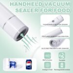 Handheld Vacuum Sealer for Food Storage – Portable & Rechargeable, Easy One-Hand Automatic Operation, 1 Vacuum Sealer + 10 Food Reusable Bags (30 Bags Optional) - Image 4