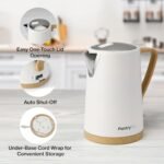 PantryPro 1.7L 1500W Rapid-Boil Electric Kettle - Stainless Steel Interior - Auto Shut-Off, Boil-Dry Protection, LED Indicator, Wide Opening - Cream White - Image 4