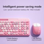 Retro Wireless Keyboard with Round Keycaps, 2.4GHz Full-Size USB Cute Wireless Keyboard Mouse for Computer, Desktop, Laptop and Computer (Pink-Colorful) - Image 4