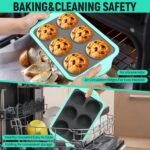 Muffin Pans for Baking 6 Cups, Silicone Foldable Muffin Pan with Metal Frame, Collapsible Cupcake Pan, Egg Bite Molds, Muffin Tin Tray for Baking Homemade Brownies Puddings(1) - Image 6