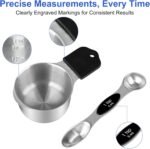 Magnetic Measuring Cups & Spoons Set, Strong N45 Magnets, Heavy Duty Stainless Steel Fits in Spice Jars for Baking & Cooking, BPA Free, Round Set of 15 with Leveler,Dark Black - Image 5