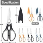 3-Pack Kitchen Shears Heavy Duty All Purpose Stainless Steel Scissors Dishwasher Safe Cooking for Meat, Chicken, Fish, Vegetable - Image 5