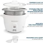 Elite Gourmet ERC-2020 Electric Rice Cooker with Stainless Steel Inner Pot Makes Soups, Stews, Grains, Cereals, Keep Warm Feature, 20 Cups Cooked (10 Cups Uncooked), White - Image 3