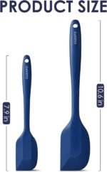 Heat Resistant 600℉ Silicone Spatula, Turner Mixing Spatulas set BPA Free Dishwasher Safe for Nonstick Cookware, Classic Blue - Image 3