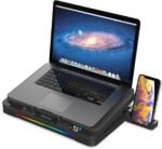 Redragon GCP512 Laptop Cooling Pad with 5.9" Fan, Rapid Cooling for 15-17 Inch Laptops, Variable Speed Control, 4 Adjustable Heights, RGB Quiet Cooling Pad with Phone Stand - Image 4