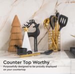 Black and Gold Kitchen Utensils Set - 7-Piece Silicone Cooking Tools with Gold Utensil Holder for Nonstick Cookware and Modern Kitchens - Stylish Luxury Kitchen Accessories - Image 6