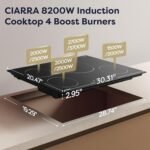 CIARRA 30 inch Induction Cooktop 4 Burners, 8200W Built-in Induction Stovetop with Booster, Timer & Safety Lock - Image 4