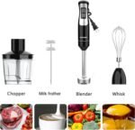 Immersion Blender Handheld, Hand Blender with 500ml Food Chopper, 600ml Container, Milk Frother, Egg Whisk, Puree Infant Food, Smoothies, Sauces and Soups – Black - Image 4