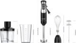 Immersion Blender Handheld, Hand Blender with 500ml Food Chopper, 600ml Container, Milk Frother, Egg Whisk, Puree Infant Food, Smoothies, Sauces and Soups – Black - Image 6