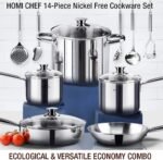 HOMICHEF 14-Piece Nickel Free Stainless Steel Cookware Set - Nickel Free Pots and Pans Set - Non-Toxic, Healthy Induction Cookware - Image 3