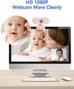 Webcam for PC&1080P HD Web Cam,Webcam with Microphone,Stand for PC/MAC/Laptop/Desktop,Wide Angle Web Cameras for YouTube,Skype,Zoom,Xbox One,Video Calling,Studying Pink - Image 3
