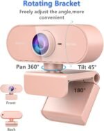 Webcam for PC&1080P HD Web Cam,Webcam with Microphone,Stand for PC/MAC/Laptop/Desktop,Wide Angle Web Cameras for YouTube,Skype,Zoom,Xbox One,Video Calling,Studying Pink - Image 4