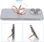 4pcs Mirror Cell Phone Grip Stand Built-in Mirror for Case, Bow Metal Finger Ring Socket Grip Kickstand Cell Phone Ring Holder for Smartphones Mobile Phones Cases - Image 4