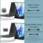 InnoView Portable Monitor, 15.6 Inch FHD 1080P HDMI USB C Second External Monitor for Laptop, Desktop, MacBook, Phones, Tablet, PS5/4, Xbox, Switch, Built-in Speaker with Protective Case - Image 4