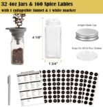 4 Tier Spice Rack Organizer with 32 Square Spice Jars and 160 Spice Labels Set for Kitchen Cabinet Countertop Pantry or Wall Mount, Matte Black - Image 4