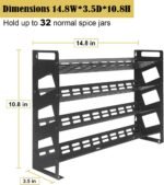 4 Tier Spice Rack Organizer with 32 Square Spice Jars and 160 Spice Labels Set for Kitchen Cabinet Countertop Pantry or Wall Mount, Matte Black - Image 5