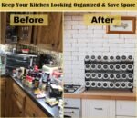 4 Tier Spice Rack Organizer with 32 Square Spice Jars and 160 Spice Labels Set for Kitchen Cabinet Countertop Pantry or Wall Mount, Matte Black - Image 6