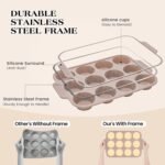2 Pcs Silicone Muffin Pans for Baking with Metal Reinforced Frame, Nonstick Cupcake Tray for Oven, 12 Cups Regular Size Silicone Molds for Egg Bites, Dishwasher Safe (Brown, Cream) - Image 3