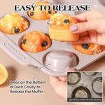 2 Pcs Silicone Muffin Pans for Baking with Metal Reinforced Frame, Nonstick Cupcake Tray for Oven, 12 Cups Regular Size Silicone Molds for Egg Bites, Dishwasher Safe (Brown, Cream) - Image 4