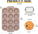 2 Pcs Silicone Muffin Pans for Baking with Metal Reinforced Frame, Nonstick Cupcake Tray for Oven, 12 Cups Regular Size Silicone Molds for Egg Bites, Dishwasher Safe (Brown, Cream) - Image 5