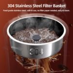 Coffee Urn, 65 Cups/9L Commercial Coffee Maker, 1300W Large Coffee Maker Hot Water Tea Urn with Filter Basket & Adjustable Temperature, Stainless Steel Hot Drink Beverage Dispenser - Image 3