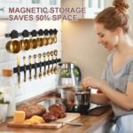 16-Piece Stainless Steel Measuring Cups and Spoons Set, Strong Magnetic Nesting Design 7 Cups 8 Spoons with Leveler, Double Measurement Markings for Dry & Liquid Ingredients, Gold - Image 4