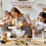 16-Piece Stainless Steel Measuring Cups and Spoons Set, Strong Magnetic Nesting Design 7 Cups 8 Spoons with Leveler, Double Measurement Markings for Dry & Liquid Ingredients, Gold - Image 8