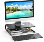 HUANUO Monitor Riser for Desk, Desk Organizer,Laptop Shelf w/Vented for Screen, Computer Stand for PC, Printer, for Home & Office - Image 6