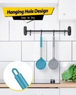 Kitchen Ladle Strainer Set of 2 Large Slotted Spoon with High Heat Resistant BPA Free Non Stick Cooking Skimmers For Draining and Frying (Grey and Teal Blue) - Image 5