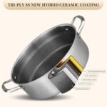 LOLYKITCH 7 QT Tri-Ply Stainless Steel Non Stick Sauté Pan with Lid,12 Inch Deep Frying Pan,Large Skillet,Jumbo Cooker,Induction Compatible,Heavy Duty and Oven Safe. - Image 3
