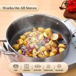 LOLYKITCH 7 QT Tri-Ply Stainless Steel Non Stick Sauté Pan with Lid,12 Inch Deep Frying Pan,Large Skillet,Jumbo Cooker,Induction Compatible,Heavy Duty and Oven Safe. - Image 4