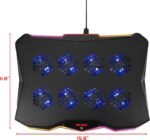 ENHANCE Infiltrate 3 Laptop Cooling Pad with RGB LED Lights - Gaming Cooler Stand with 8 Quiet Fans, 7-Angle Adjustable, Dual USB Hub, Metal Cooling Plate for 13-17.3" Gaming Notebooks - Image 3