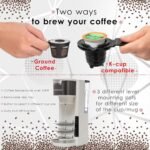 Mixpresso White Single Serve Coffee Brewer K-Cup Pods Compatible & Ground, 30 oz Compact Coffee Maker Single Serve With 5 Brew Sizes Up To 14 Oz, Fits Travel Mug, Adjustable Drip Tray - Image 3