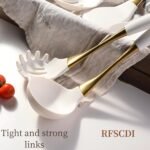 Elegant White Gold Silicone Cooking Utensils Set - Non-Toxic, Dishwasher Safe Kitchen Utensils Set with Heat Resistant Comfort Handles - Includes Spatula & Spoon for Nonstick Cookware - Image 5