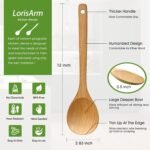 Wooden Cooking Spoon 2PC, Large 12" Solid Wood Serving Spoons Set for Mixing Stirring, Maple Wood Nonstick Kitchen Utensils Tableware Ladle Scoop. - Image 3