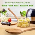 Wooden Cooking Spoon 2PC, Large 12" Solid Wood Serving Spoons Set for Mixing Stirring, Maple Wood Nonstick Kitchen Utensils Tableware Ladle Scoop. - Image 4