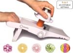 Mandolin Slicer Adjustable Mandoline | Best Hand-Held Cutter for Vegetable Potato Zucchini Food | Professional Steel Blade - Safe Finger Guard - 9-in-1 Japanese Design White - Image 4