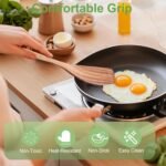 2 Pack Wooden Spatula, Acacia Wood Long Handle Flat Frying Turner, Handmade wooden spoons for cooking, Kitchen Utensil set, Non-Stick Cooking Spurtle Utensils for kitchen use - Image 3
