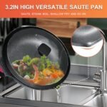 Vinchef New Handle Update 11In/5Qt Aluminum Nonstick Deep Frying Pan with Lid and Heat Indicator, Anti Scratch and Anti Stain Deep Saute Pan, Induction Compatible - Image 7