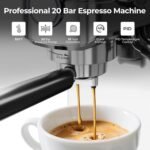 20 Bar Espresso Machine, Compact Espresso Coffee Maker with Milk Frother for Latte/Cappuccino, Auto Clean/34oz Removable Tank/Auto Shut-Off, Espresso Maker for Home/Office, Stainless Steel - Image 3
