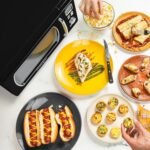 Nostalgia Mid-Century Retro Countertop Microwave Oven - Large 900-Watt - 0.9 cu ft - 8 Pre-Programmed Cooking Settings - Digital Clock - Kitchen Appliances - Black - Image 4