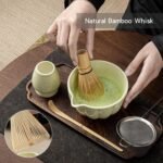 Matcha Whisk Set, Matcha Set Includes Ceramic Matcha Bowl, Bamboo Whisk, Scoop, Chasen Holder, Sifter, 5 Pcs Perfect Matcha Kit for Macha Lover (Mottled Green) - Image 4