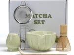 Matcha Whisk Set, Matcha Set Includes Ceramic Matcha Bowl, Bamboo Whisk, Scoop, Chasen Holder, Sifter, 5 Pcs Perfect Matcha Kit for Macha Lover (Mottled Green) - Image 5