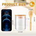 Tessco for you 12 Pack 6 oz Sugar Jar Glass Container with Spoon Clear Glass Jars with Bamboo Lid and Spoon Scoop for Women Kitchen Gift Coffee Beans, Spice, Sugar, Nuts, Candy, Salts - Image 3