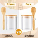 Tessco for you 12 Pack 6 oz Sugar Jar Glass Container with Spoon Clear Glass Jars with Bamboo Lid and Spoon Scoop for Women Kitchen Gift Coffee Beans, Spice, Sugar, Nuts, Candy, Salts - Image 4