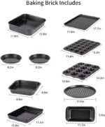 10-Piece Nonstick Baking Set With Baking Pan, Cookie Sheet Set, Cake /Muffin Pan, and Pizza Pan, 10-Piece Set Bakeware Sets (Ceramic Coated Black) - Image 3