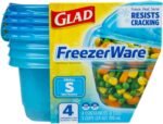 Glad GladWare Freezerware Food Storage Containers - Small Rectangle - Meal Container Holds up to 24 Ounces of Food - Lock Tight Seal, 4 Count - Image 3
